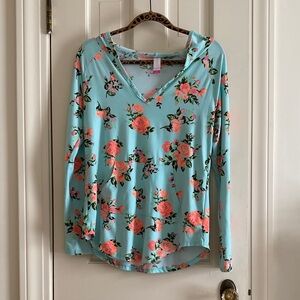 No Boundaries Neon Floral Hoodie - Blue and Pink